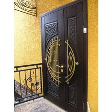 Броньовані двері під розмір від виробника з склом і ковкою