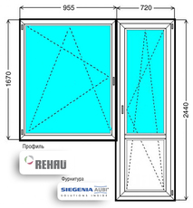 Продам новый балконный блок REHAU euro 60 (демонтирован из н