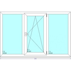 Вікно поділене на три частини з профілю Fenster з фурнітурою