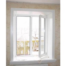 Двухстворчатое окно на кухню из профиля Fenster с фурнитурой