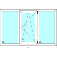 Вікно поділене на три частини з профілю Fenster з фурнітурою