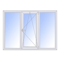Неликвидное трехстворчатое окно, открывание на левую сторону