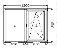 Вікно металопластикове розміром 1300*1400 вартість 1970 грн