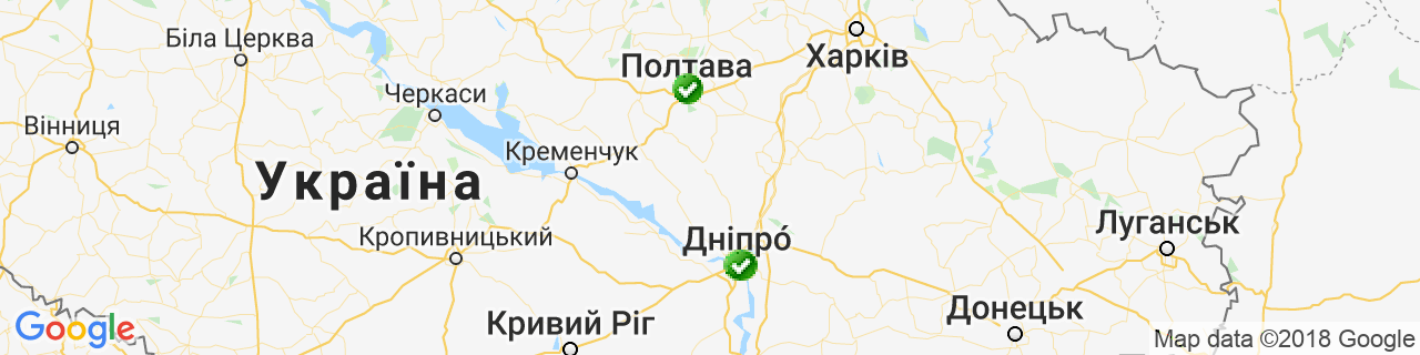 Карта об'єктів компанії Фабрика вікон ЕКІПАЖ